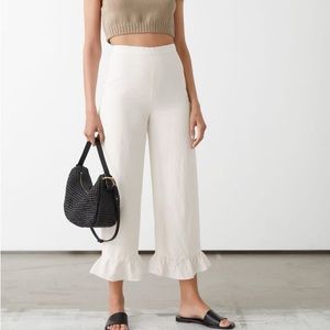& other stories linen pants with frill hem